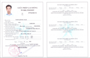 Mẫu giấy phép lao động (Work Permit) mặt trong
